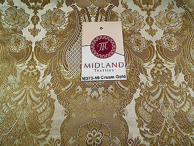 Indian Banarsi Gold Metallic Ornamental floral brocade fabric M373 Mtex 40' wide - Midland Textiles & Fabric