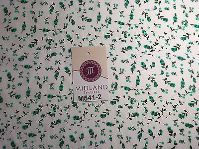 Small Floral Print on white soft polycotton dress Fabric 45' Wide M541 Mtex - Midland Textiles & Fabric