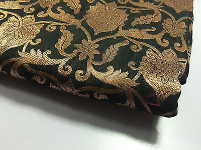 Pure Silk Indian Banarsi Floral Woven Golden Metallic Brocade 45' M260 Mtex - Midland Textiles & Fabric