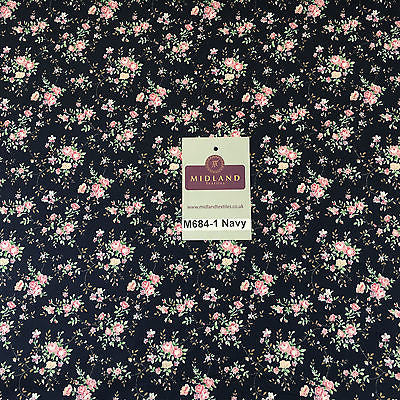 Floral Vintage shabby chic rose 100% Cotton Poplin Craft Fabric 58' M684 - Midland Textiles & Fabric