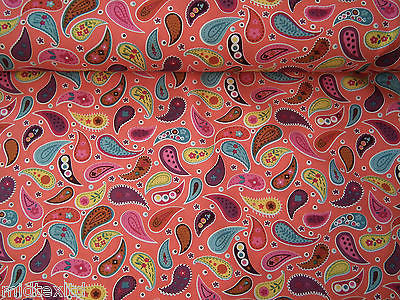 Paisley Print 100% Cotton Poplin Fabric, 45' Craft Cotton Wide M25 Mtex - Midland Textiles & Fabric