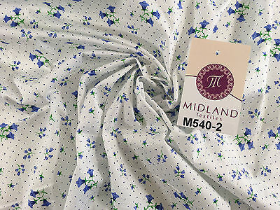 Floral vintage small dot print on white Polycotton fabric 45' Wide M540 Mtex - Midland Textiles & Fabric