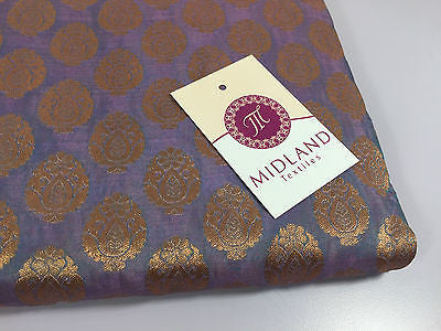 Pure Silk Indian Banarsi Floral Woven Golden Metallic Brocade 45' M260 Mtex - Midland Textiles & Fabric