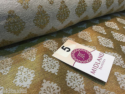 Indian Gold paisley flower banarsi metallic brocade fabric 44' M390 Mtex - Midland Textiles & Fabric