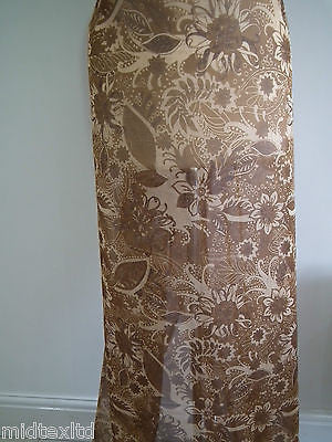 Golden Brown Earthy Flower and Leaf Print Fabric. 58' Georgette Chiffon M145-12 - Midland Textiles & Fabric