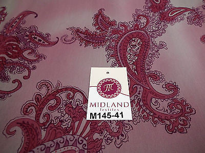 Pink Paisley Printed chiffon Dress fabric 45' M145-41 Mtex - Midland Textiles & Fabric