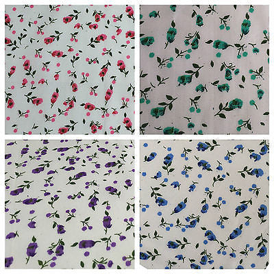 Small Floral Print on white soft polycotton dress Fabric 45' Wide M541 Mtex - Midland Textiles & Fabric