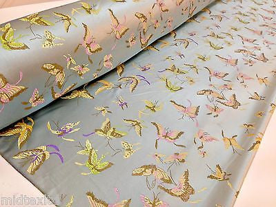 CHINESE ORIENTAL BUTTERFLY BROCADE SILKY SATIN DRESS FABRIC 44' wide Mtex M57 - Midland Textiles & Fabric