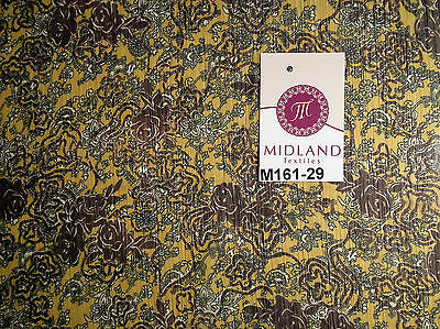 Mustard floral printed crinkle chiffon chiffon Fabric 44