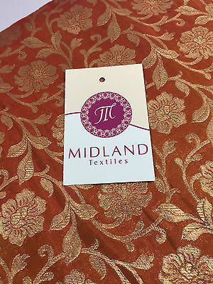 Pure Silk Indian Banarsi Floral Woven Golden Metallic Brocade 45' M260 Mtex - Midland Textiles & Fabric
