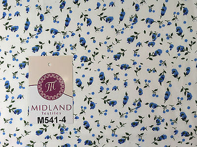 Small Floral Print on white soft polycotton dress Fabric 45' Wide M541 Mtex - Midland Textiles & Fabric