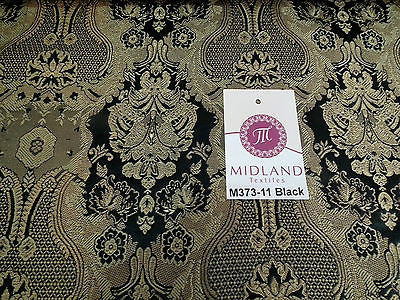 Indian Banarsi Gold Metallic Ornamental floral brocade fabric M373 Mtex 40' wide - Midland Textiles & Fabric