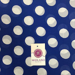 Cobalt and white large dot crepe chiffon high street printed fabric 58' M401-4 - Midland Textiles & Fabric
