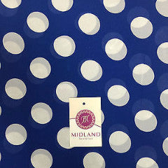 Cobalt and white large dot crepe chiffon high street printed fabric 58" M401-4 - Midland Textiles & Fabric