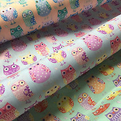 Retro Novelty Quirky Owl Printed 100% cotton Poplin Fabric 44' Wide  M529 Mtex - Midland Textiles & Fabric
