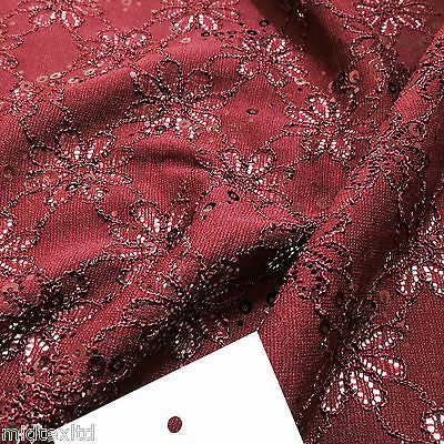 Luxury Embroidered stretch lace fabric with sequins M72-1 Mtex - Midland Textiles & Fabric