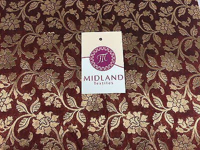 Pure Silk Indian Banarsi Floral Woven Golden Metallic Brocade 45' M260 Mtex - Midland Textiles & Fabric