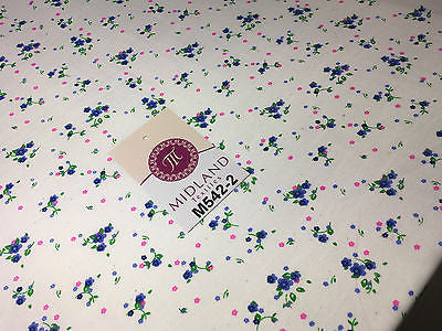 Ditsy Floral Printed on white Super Soft Polycotton Fabric 45