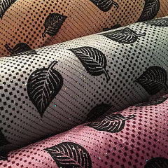 Leaf Print Spandex Velvet Sequinned - 2 way stretch Fabric-58