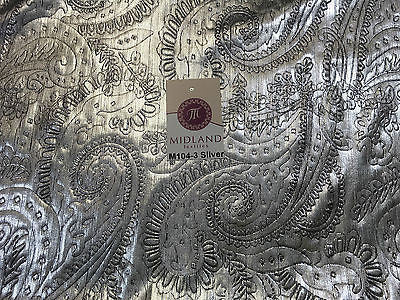 Lame Corduroy Paisley Embossed Foil 1 way stretch Fabric 58