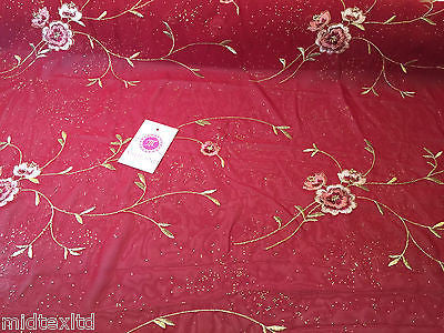 Floral Embroidery with gold thread work metallic dewdrop on georgette M320 Mtex - Midland Textiles & Fabric