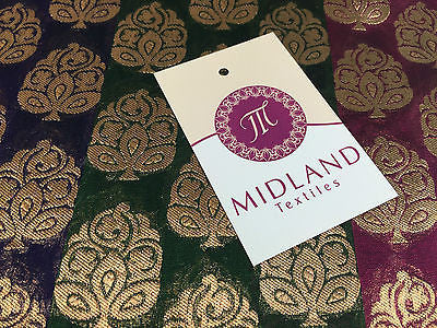 Pure Silk Indian Banarsi Floral Woven Golden Metallic Brocade 45' M260 Mtex - Midland Textiles & Fabric