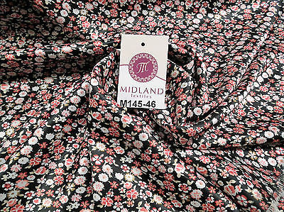Floral Ditsy Printed Silky Smooth Satin Dress Fabric 58' Wide M145-46-47-48 - Midland Textiles & Fabric
