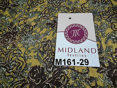 Mustard floral printed crinkle chiffon chiffon Fabric 44' wide M161-29 Mtex - Midland Textiles & Fabric