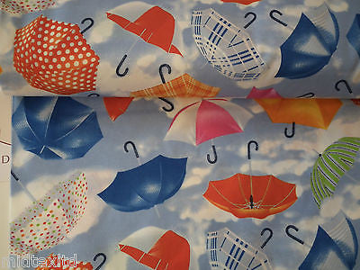 Umbrella Print 100% Cotton Poplin Fabric, 45' Wide. Craft Cotton M26 Mtex - Midland Textiles & Fabric