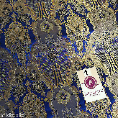 Indian Banarsi Gold Metallic Ornamental floral brocade fabric M373 Mtex 40' wide - Midland Textiles & Fabric