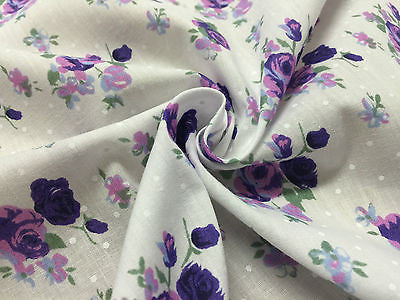 Vintage Floral Rose Spotted Print Poly Cotton Fabric 44' Wide M356 Mtex - Midland Textiles & Fabric