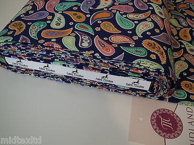 Paisley Print 100% Cotton Poplin Fabric, 45' Craft Cotton Wide M25 Mtex - Midland Textiles & Fabric