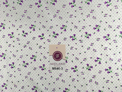 Floral vintage small dot print on white Polycotton fabric 45' Wide M540 Mtex - Midland Textiles & Fabric