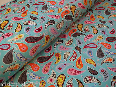 Paisley Print 100% Cotton Poplin Fabric, 45" Craft Cotton Wide M25 Mtex - Midland Textiles & Fabric