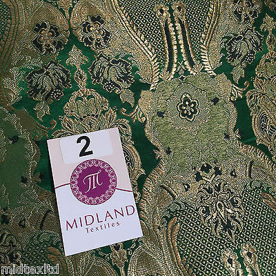 Indian Banarsi Gold Metallic Ornamental floral brocade fabric M373 Mtex 40' wide - Midland Textiles & Fabric