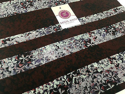 Burgundy and Lilac striped floral Dull Moss Crepe High Street Fabric 58" M401-11 - Midland Textiles & Fabric