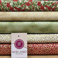 White Merry Christmas themed 100% Cotton Patchwork & Crafting Fabric 45' Mtex - Midland Textiles & Fabric
