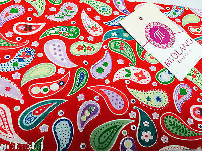 Paisley Print 100% Cotton Poplin Fabric, 45' Craft Cotton Wide M25 Mtex - Midland Textiles & Fabric