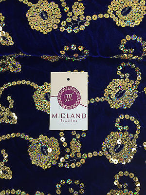Gold Sequin Embellished Scalloped edge Micro Velvet 40' Wide  M47 Mtex - Midland Textiles & Fabric