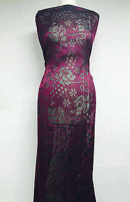 Pin striped Floral Burnout Georgette Chiffon fabric 45' M145-36-37 Mtex - Midland Textiles & Fabric