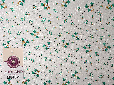 Floral vintage small dot print on white Polycotton fabric 45' Wide M540 Mtex - Midland Textiles & Fabric