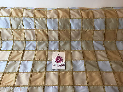 Blue and gold Patchwork taffeta with gold corded thread ideal for cushions M85 - Midland Textiles & Fabric