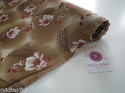 Brown Paisley Leaf Print With Pastel Flower Georgette Chiffon 58