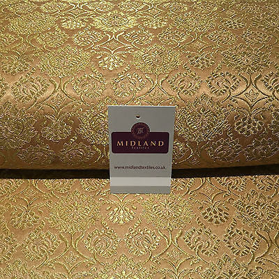 Indian Banarsi Gold Floral Faux Silk Brocade Fabric 44 " M711 Mtex - Midland Textiles & Fabric