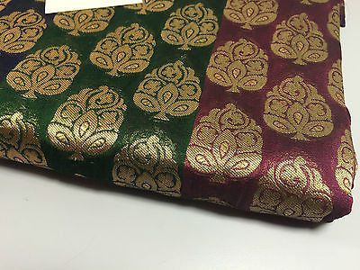Pure Silk Indian Banarsi Floral Woven Golden Metallic Brocade 45' M260 Mtex - Midland Textiles & Fabric