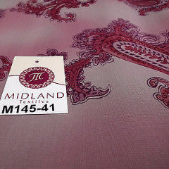 Pink Paisley Printed chiffon Dress fabric 45" M145-41 Mtex - Midland Textiles & Fabric