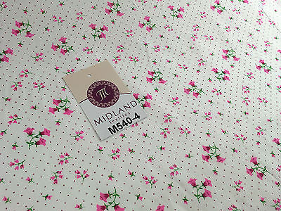 Floral vintage small dot print on white Polycotton fabric 45' Wide M540 Mtex - Midland Textiles & Fabric