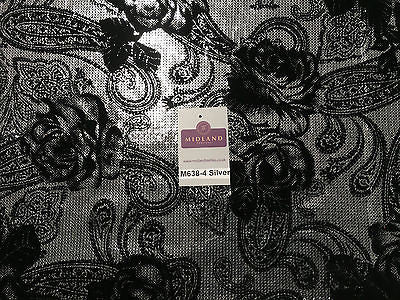 Metallic Flocked Jersey one way stretch sequin dress fabric 55' wide M638 Mtex - Midland Textiles & Fabric