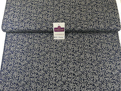 Navy And White Floral Paste Printed 100% Cotton Poplin Craft Fabric 45' M633 - Midland Textiles & Fabric
