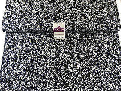 Navy And White Floral Paste Printed 100% Cotton Poplin Craft Fabric 45" M633 - Midland Textiles & Fabric